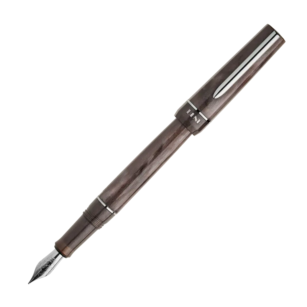 BENU presents the newest Haute Collection — a line of elegant, fashion-inspired pens that blend classic charm with bold, modern flair. The designs include both subtle and vibrant styles, showcasing BENU’s signature glitter and color artistry. Each pen features a faceted body with alternating wide and slender facets, complemented by either gold-plated or chrome-plated trims for a sleek, timeless look.

With smoky gray marbling and polished chrome hardware, Satin is the essence of modern elegance. Understated