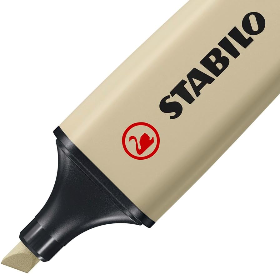 Marcador fluorescente STABILO NatureCOLORS, paquete de 4, beige, gris cálido, verde tierra y negro 