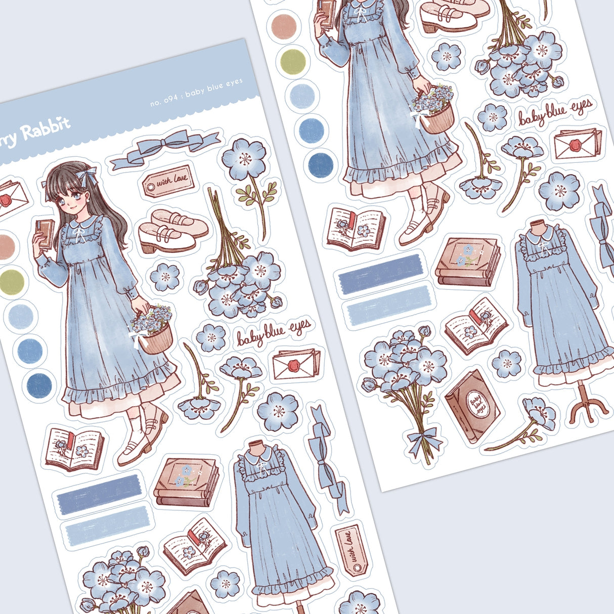 Cherry Rabbit - Baby Blue Eyes Sticker Sheet 094