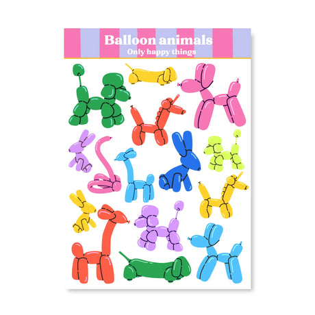 Only Happy Things Stationery - Balloon Animals A6 Sticker Sheet

A6 (105 x 148mm)&nbsp;
Printed on matt coated paper