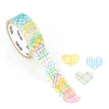 BANDE's popular patterns is back in print! A checkered heart sticker with a cute, heart-fluttering color that will make your heart flutter. Perfect for pastel-colored stickers and masking tape. If you stick it along the borders of your notebook or notebook, you can create a decoration that will make you smile.
