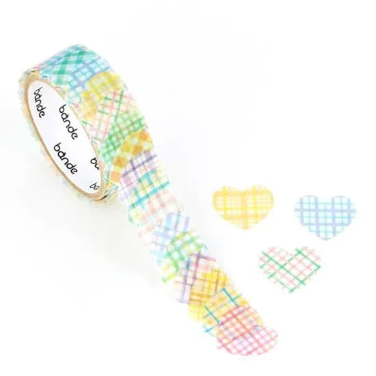 BANDE's popular patterns is back in print! A checkered heart sticker with a cute, heart-fluttering color that will make your heart flutter. Perfect for pastel-colored stickers and masking tape. If you stick it along the borders of your notebook or notebook, you can create a decoration that will make you smile.