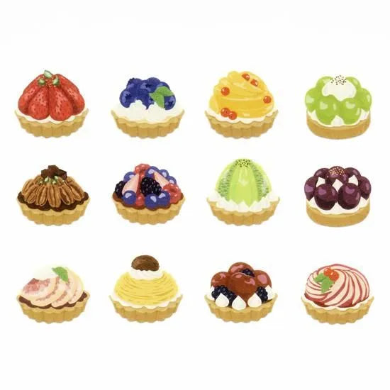 BANDE's popular patterns is back in print! A visually appealing tart pattern packed with fruit. Berry, muscat, Mont Blanc... Every time you flip through each page, different flavors emerge, and just looking at them makes you feel happy. If you stick it along the borders of your notebook or notebook, you can create a decoration that will make you smile.