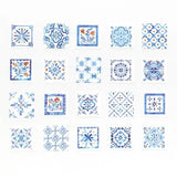 BANDE's popular patterns is back in print!&nbsp;Inspired by a city with a view of the sea, indigo is accented with red flowers and berries.
If you lay them in a row, it creates the impression of a real tile floor. If you stick it along the borders of your notebook or notebook, you can create a decoration that will make you smile.