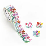 BANDE's popular patterns is back in print! A series of flower fields drawn by illustrator kalo with a gentle hand-drawn touch. Just arrange and paste them in the order they appear, and a field of pink, red, and purple tulips will spread out. If you stick it along the borders of your notebook or notebook, you can create a decoration that will make you smile.