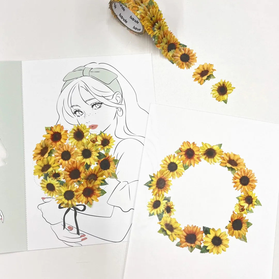 BANDE's popular patterns is back in print! A roll sticker featuring sunflowers blooming full of vitality, one by one. The vivid yellow reminiscent of the summer sun is enough to lift your spirits just by looking at it!