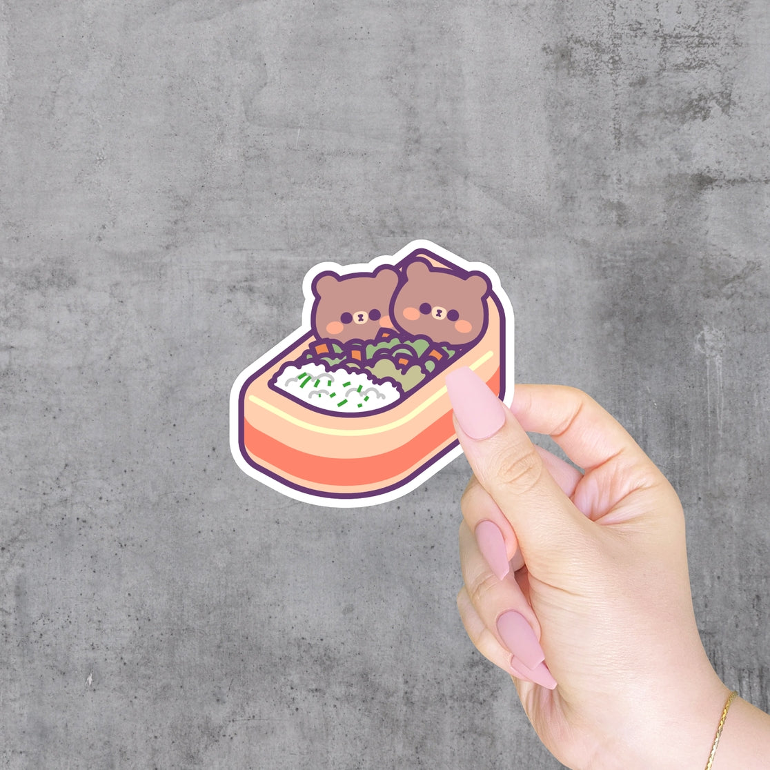Adhesivo de vinilo para caja bento con forma de oso