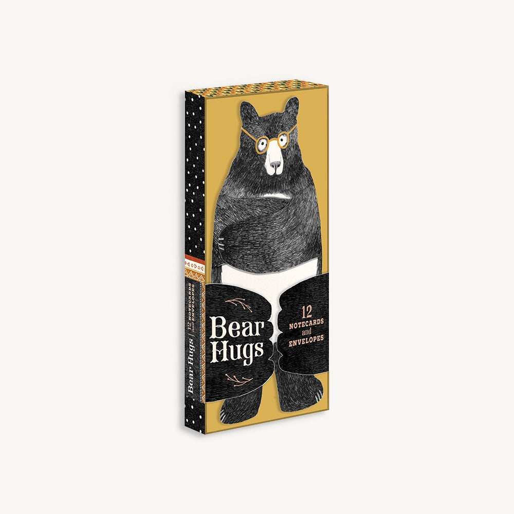 Wrap your message up in a bear hug! With folded hugging arms and scored waists for a seated display, these 12 die-cut bear cards—including polar, panda, brown, and black bears—are ready to send warm thoughts and a big hug for any occasion.

Includes 12 note cards and envelopes