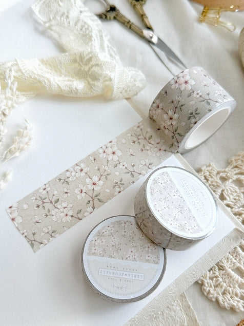 leelajournals - Beige Sakura Floral Washi Tape 30mm
