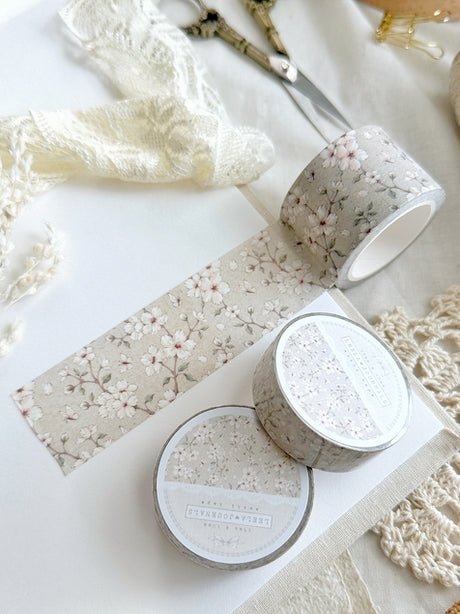 leelajournals - Beige Sakura Floral Washi Tape 30mm