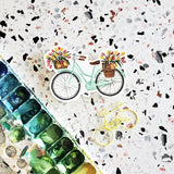 Mint Bicycle with Tulips Vinyl Sticker