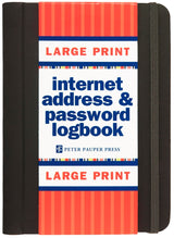 Libro de registro de direcciones de Internet y contraseñas en letra grande negra