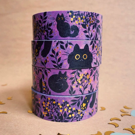 Black Cats &amp; Elderberries Gold Foil Washi Tape