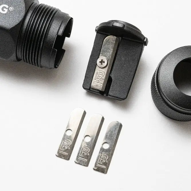 This set comes with three replacement blades for our One-Step Long Point Sharpener. Each blade is made with German steel designed to bend to the One-Step sharpener's unique concave shape. Keep a set on hand so a dull blade never interrupts your creative flow.