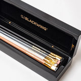 The Blackwing Piano Box is a beautiful addition to any desk or home office. This sleek and stylish gift set comes bundled with 12 of our iconic premium graphite pencils inside the box, available in Blackwing Matte, Blackwing 602, Blackwing Pearl, Blackwing Natural, or 3 of each. This pencil box is perfect for gifting or upgrading your workspace.