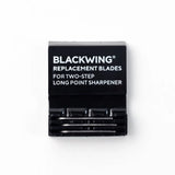 This set comes with three replacement blades for the Blackwing Two-Step Long Point Sharpener. For the best sharpener experience, you don't need to buy a new sharpener, we have high quality sharpener replacement blades made with German Steel that can be swapped out with ease. Here are the three simple steps to replace your dull blades.