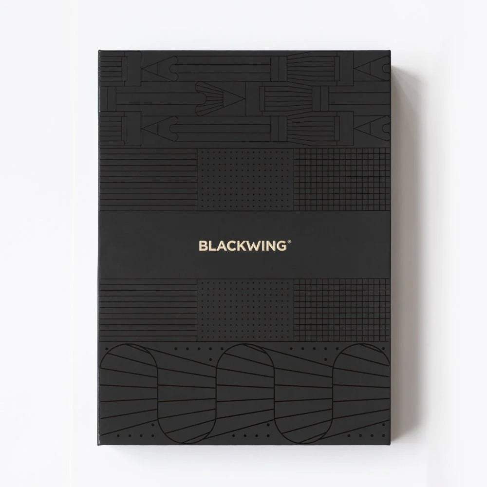 A great way to get started on the Blackwing journey. Give the gift of high-quality Blackwing pencils, paper &amp; accessories — all in one box set.

Includes a Medium Black A5 Slate Notebook, each of our core pencils (602, Matte, Pearl, Natural), One-Step Long Point Sharpener, and Point Guard -- all packaged in a box set.