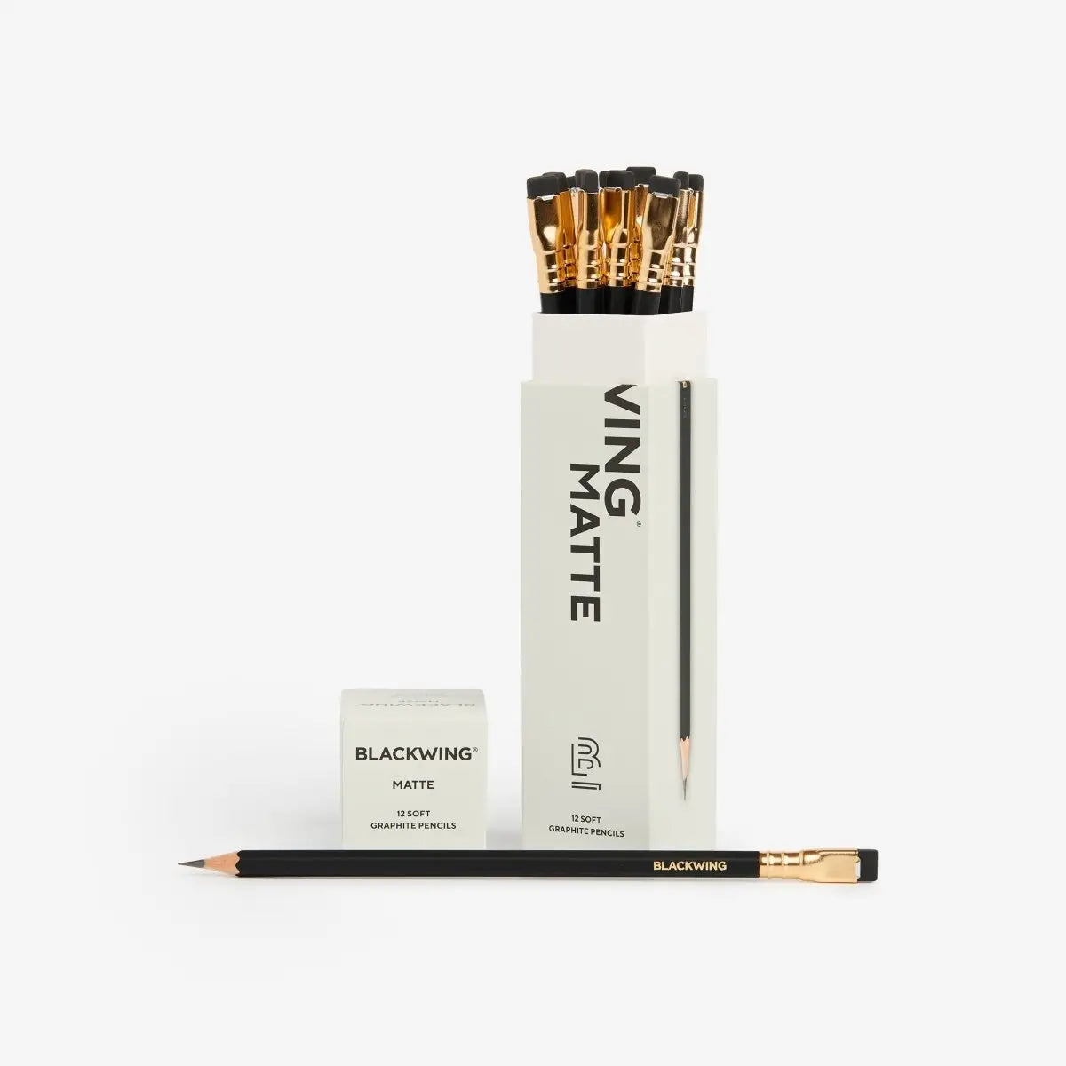 The Blackwing Matte pencil is ideal for drawing, music writing, woodworking, and anyone who prefers a soft, dark line. The Blackwing Matte contains the same soft graphite formulation as the since renamed "Blackwing Palomino."This graphite pencil glides effortlessly for bold shading and smooth writing. Available in Black, Green, and Red.

Blackwing Matte pencils come in a 12-pack gift box that doubles as a pencil cup. Features a Graphite Identification Stamp indicating its "SOFT" graphite core.

All Blackwin