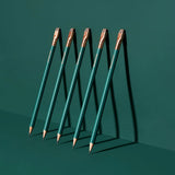 This colorway has a matte green finish, copper imprint, copper ferrule, and taupe eraser. It features a “SOFT” pencil graphite indicator stamp on the barrel. This Blackwing graphite pencil is ideal for musicians, woodworkers, artists, and anyone who prefers a soft, satisfying dark line. The Blackwing Matte pencil is the softest of the four popular core Blackwing models.

Blackwing Matte pencils come in a 12-pack gift box that also doubles as a pencil cup. The Blackwing Matte has the soft same pencil graphit
