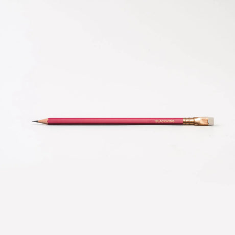 This colorway has a matte red finish, copper imprint, copper ferrule, and light gray eraser. It features a “SOFT” pencil graphite indicator stamp on the barrel. Not to be confused with our red core pencils, this is a graphite pencil with a red barrel. This pencil is ideal for musicians, woodworkers, and anyone who prefers a soft, dark graphite line. The Blackwing Matte is the softest of the four core Blackwing models.

Blackwing Matte pencils come in a 12-pack gift box that also doubles as a pencil cup. The