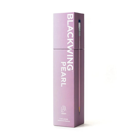A favorite of calligraphers and illustrators, the Blackwing Pearl pencil includes a balanced and smooth graphite core that is softer than the graphite found in the Blackwing 602 but firmer than the graphite found in the Blackwing Matte. Perfect for daily writing, journaling, and sketching. Each pencil features a pearlescent white, pink, or blue finish, our iconic square Blackwing ferrule, and a replaceable eraser. 

Blackwing Pearl pencils come in a 12-pack gift box that doubles as a pencil cup. 