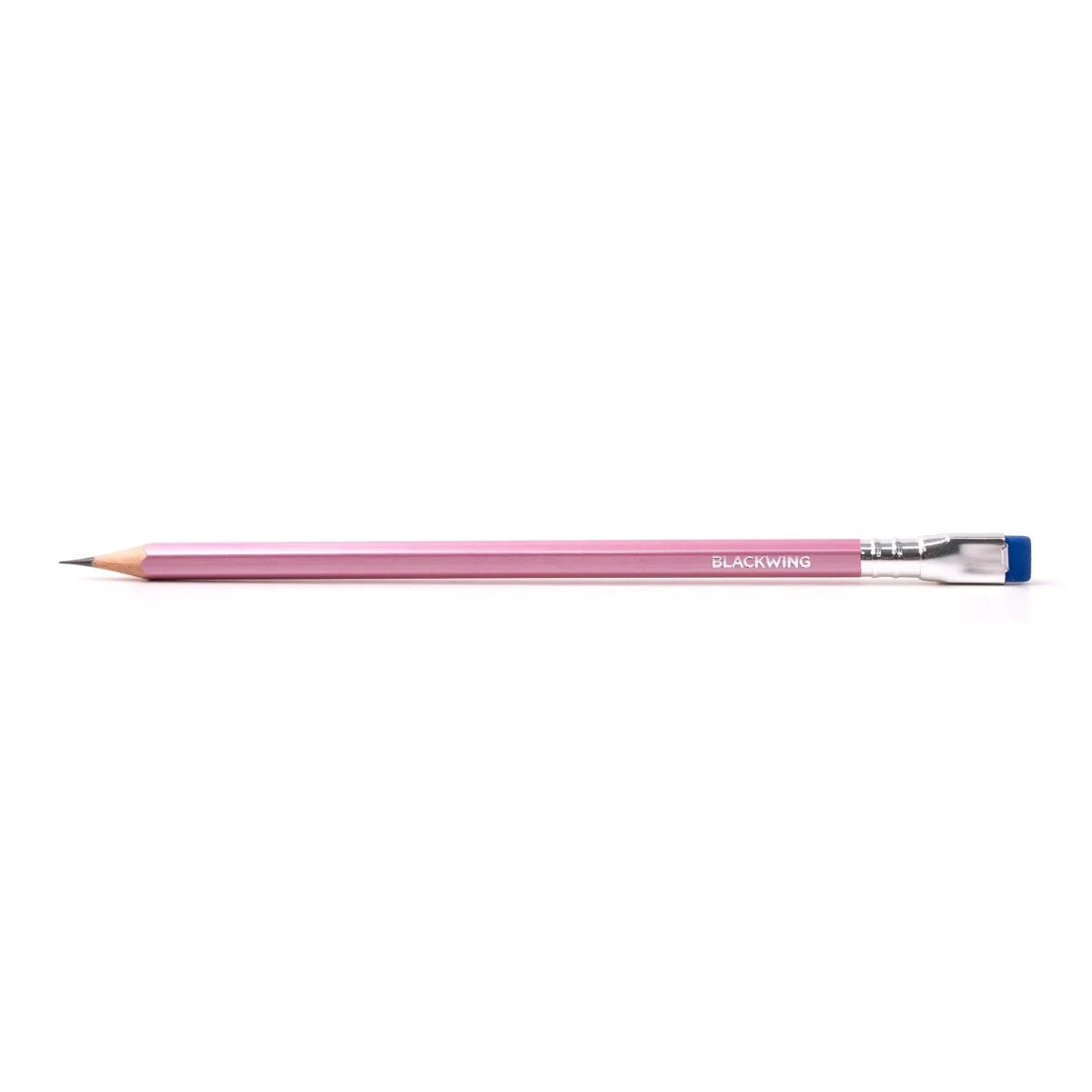 A favorite of calligraphers and illustrators, the Blackwing Pearl pencil includes a balanced and smooth graphite core that is softer than the graphite found in the Blackwing 602 but firmer than the graphite found in the Blackwing Matte. Perfect for daily writing, journaling, and sketching. Each pencil features a pearlescent white, pink, or blue finish, our iconic square Blackwing ferrule, and a replaceable eraser. 

Blackwing Pearl pencils come in a 12-pack gift box that doubles as a pencil cup. 