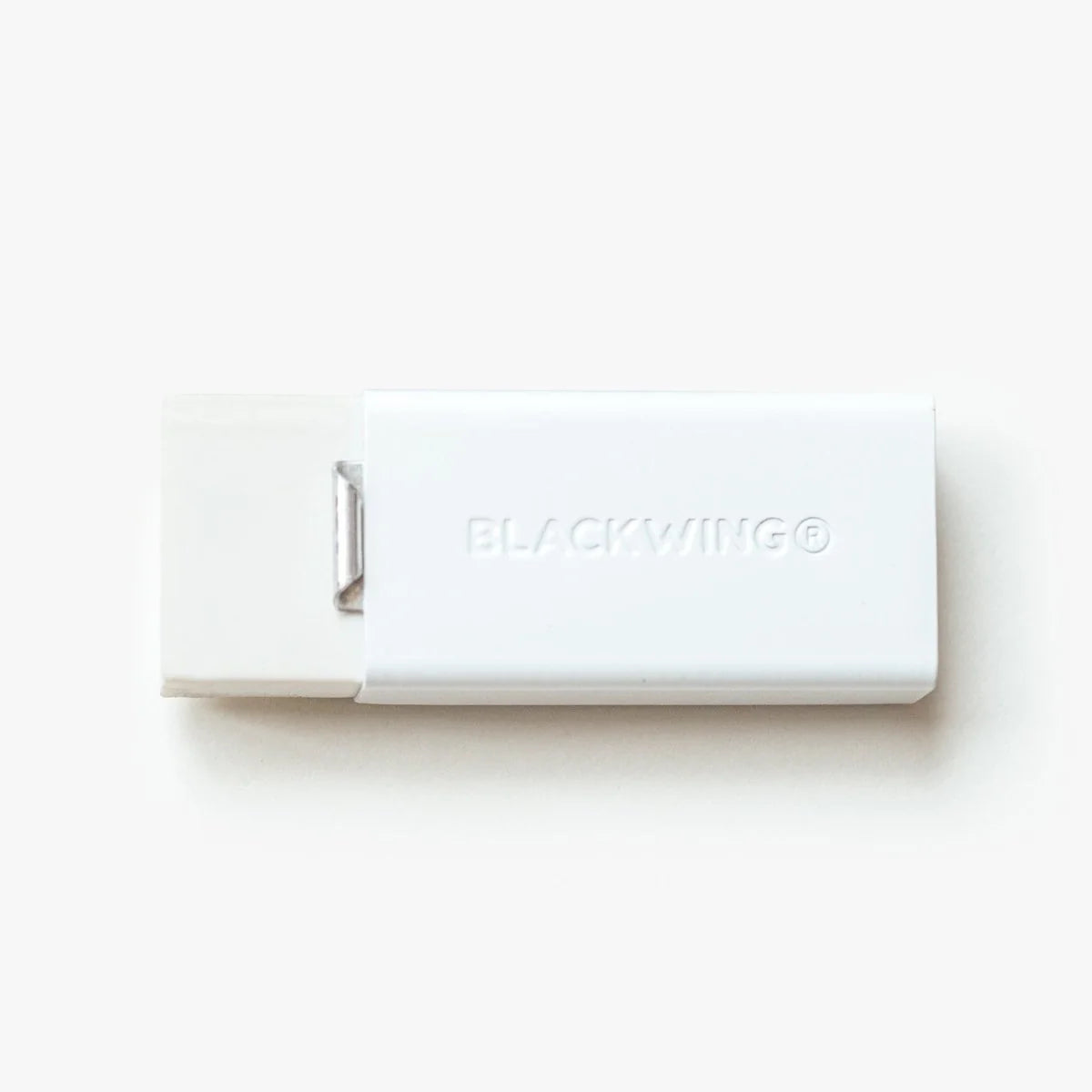 We took the iconic design of our eraser clip and adapted it into a sleek handheld form that feels great to use.

The eraser is made of a special soft material that erases the dark lines of our graphite cleanly and easily. The holder is made of durable aluminum that lets you get a solid grip while erasing. It also includes a jumbo-sized version of the iconic Blackwing clip, so you can extend the eraser as you use it.