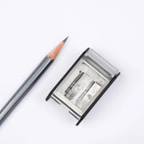The Blackwing Two-Step Long Point Sharpener creates a sturdy pencil point using a two-step sharpening process. The first hole sharpens the wood, and the second hole precisely sharpens the graphite core, resulting in a strong, sharp point that resists breakage.