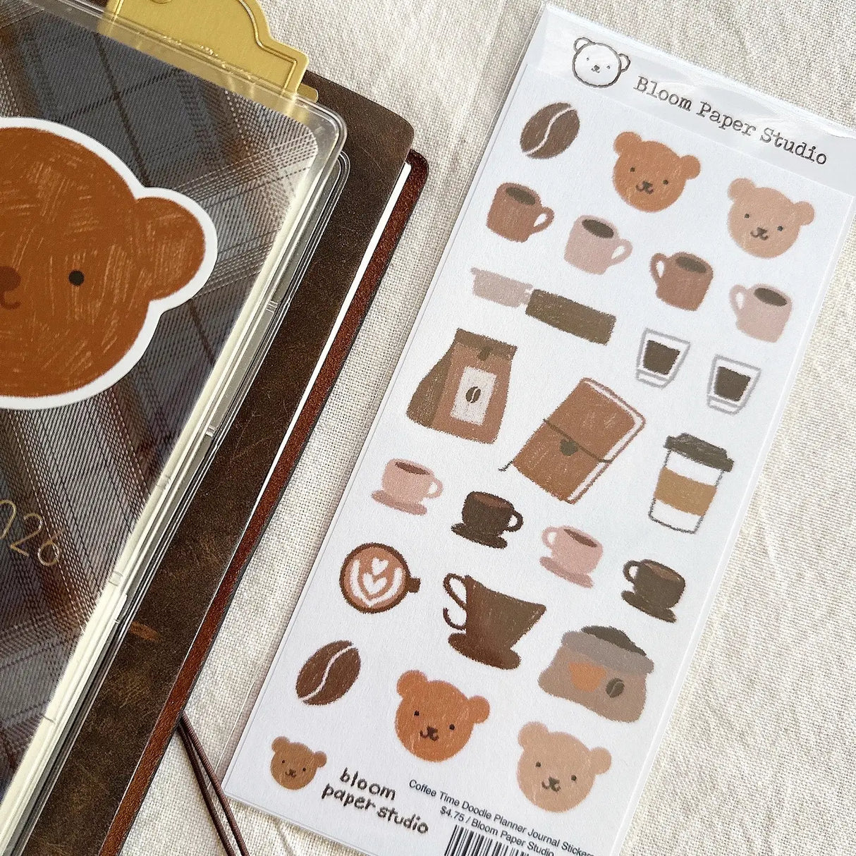 Beary cute doodles! These Bear character stickers are hand drawn by me and can be used on their own or in addition with any spread!

Made with:
- washi sticker paper
- 7"x3.27"

Note: Colors on screen may appear slightly different on paper. By purchasing, you have acknowledged reading this disclaimer.