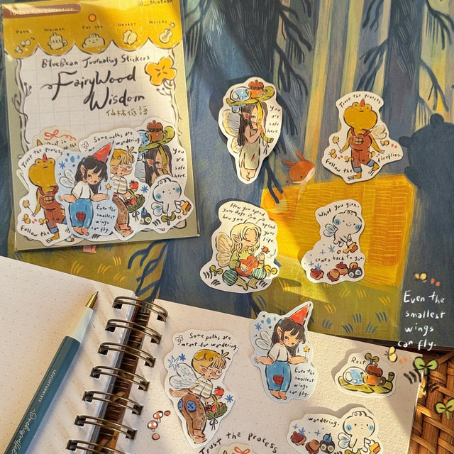 Printed on soft matte paper stickers.
For indoor use, not waterproof or scratch-proof.
Perfect for journal pages, letters, cozy days, and anyone who needs a little forest magic in their pockets.
10-piece journaling sticker pack.˚ ༘ *
Full collection with hand-written quote designs.