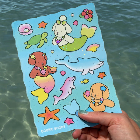 Bobbie Goods Sticker Sheet - Mermaid

19 stickers!
Holographic details
Weatherproof
Gloss finish
Sheet is 5" x 7"