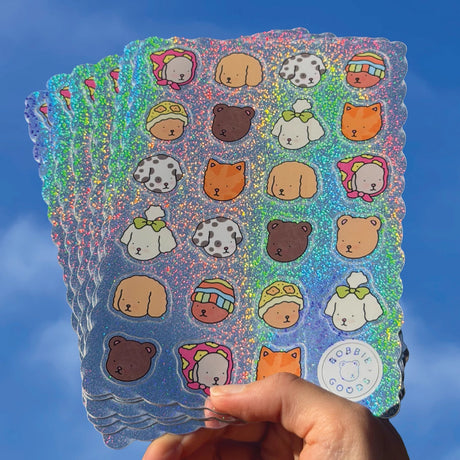 Bobbie Goods Sticker Sheet - Super Sparkly

24 glitter stickers!
Weatherproof
Gloss finish
Sheet is 5" x 7"