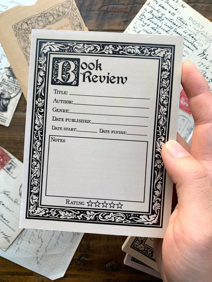Bloc de notas con reseñas de libros