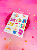 This listing is for one 4.5" x 6.8" sticker sheet with decorative stickers. These are great for any planner type, bullet journals, scrapbooking and so much more!&nbsp;

*DETAILS*

Printed on glossy sticker paper
Each sticker sheet measures 4.5" x 6.8"
Sticker sheets are kiss cut and ready to be peeled and used!