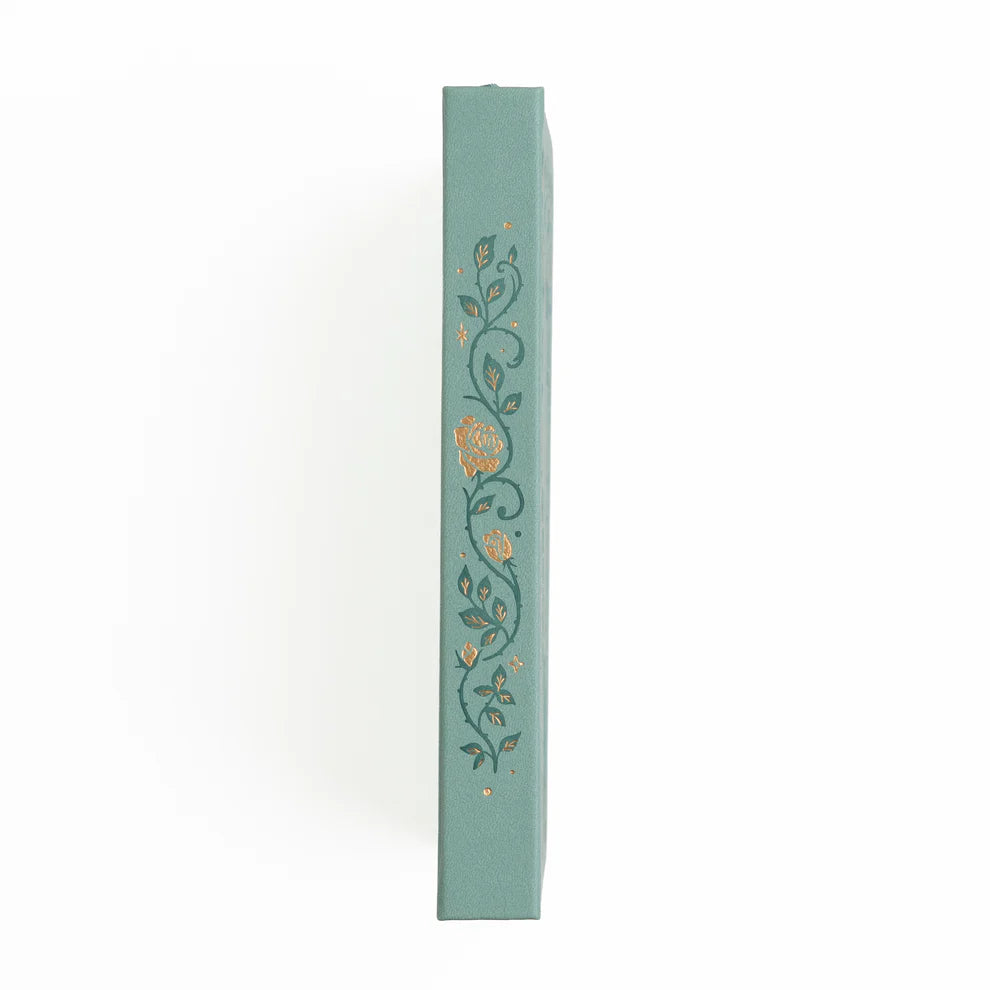 A love letter to book lovers, the Books of Beauty Reading Notebook is designed for cozy reading moments and thoughtful reflection.

Featuring a soft vegan leather cover in a dreamy seafoam hue, delicate gold-foil accents, and an elegant interior end page pattern, this notebook is as beautiful as it is functional—perfect for reading logs, book reviews, TBR lists, and journaling your favorite quotes.

A timeless addition to any stationery or bookish collection—ideal for readers, writers, and journal lovers.