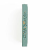 A love letter to book lovers, the Books of Beauty Reading Notebook is designed for cozy reading moments and thoughtful reflection.

Featuring a soft vegan leather cover in a dreamy seafoam hue, delicate gold-foil accents, and an elegant interior end page pattern, this notebook is as beautiful as it is functional—perfect for reading logs, book reviews, TBR lists, and journaling your favorite quotes.

A timeless addition to any stationery or bookish collection—ideal for readers, writers, and journal lovers.