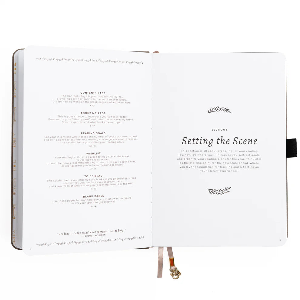 A love letter to book lovers, the Books of Beauty Reading Notebook is designed for cozy reading moments and thoughtful reflection.

Featuring a soft vegan leather cover in a dreamy seafoam hue, delicate gold-foil accents, and an elegant interior end page pattern, this notebook is as beautiful as it is functional—perfect for reading logs, book reviews, TBR lists, and journaling your favorite quotes.

A timeless addition to any stationery or bookish collection—ideal for readers, writers, and journal lovers.