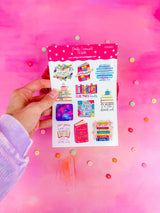 This listing is for one 4.5" x 6.8" sticker sheet with decorative stickers. These are great for any planner type, bullet journals, scrapbooking and so much more!&nbsp;

*DETAILS*

Printed on glossy sticker paper
Each sticker sheet measures 4.5" x 6.8"
Sticker sheets are kiss cut and ready to be peeled and used!