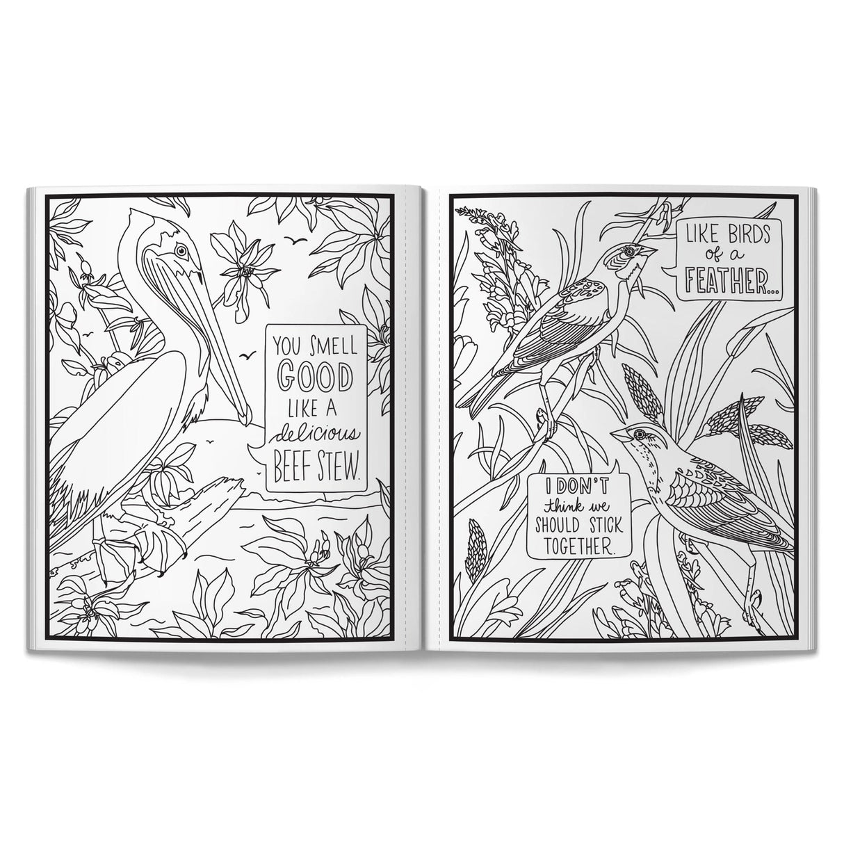 The Salty Birds Coloring Book by Brass Monkey delivers 80 pages of cheeky, chirpy chaos. It’s packed with countless birds flaunting serious attitude and equally sassy quotes. This isn’t your typical relaxing nature book—this is a flock of foul-mouthed fowl ready to ruffle your feathers (in the best way possible). Perfect for laughing while you color outside the lines.