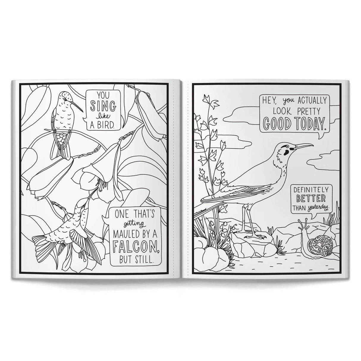 The Salty Birds Coloring Book by Brass Monkey delivers 80 pages of cheeky, chirpy chaos. It’s packed with countless birds flaunting serious attitude and equally sassy quotes. This isn’t your typical relaxing nature book—this is a flock of foul-mouthed fowl ready to ruffle your feathers (in the best way possible). Perfect for laughing while you color outside the lines.