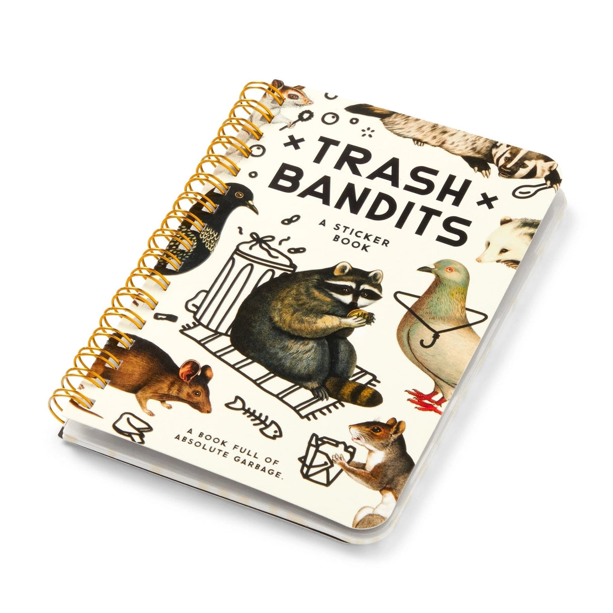 Dumpster chic meets unapologetic attitude in the Trash Bandits Sticker Book—a gloriously messy collection of oversized stickers featuring raccoons, possums, pigeons, and other urban icons with googly eyes and snarky commentary. Whether you're decorating your planner or marking your territory, these critters are here to add some trashy charm to your everyday life.

Inside, you’ll find 18 pages of trash animal stickers + 2 bonus pages of vintage-inspired puffy stickers, all packed with clever quips and chaoti
