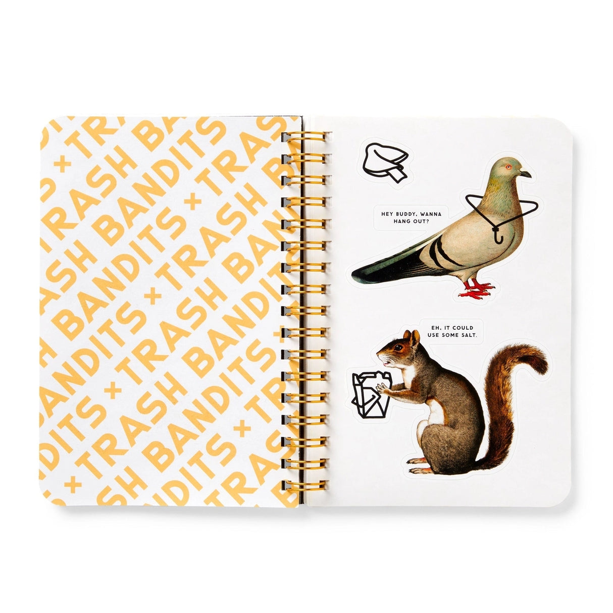 Dumpster chic meets unapologetic attitude in the Trash Bandits Sticker Book—a gloriously messy collection of oversized stickers featuring raccoons, possums, pigeons, and other urban icons with googly eyes and snarky commentary. Whether you're decorating your planner or marking your territory, these critters are here to add some trashy charm to your everyday life.

Inside, you’ll find 18 pages of trash animal stickers + 2 bonus pages of vintage-inspired puffy stickers, all packed with clever quips and chaoti