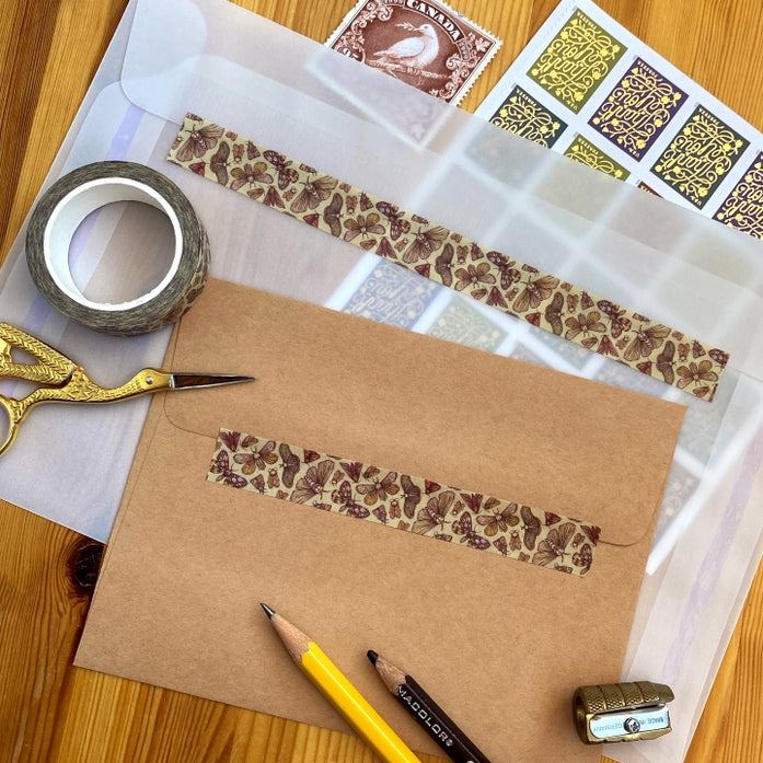 Cinta washi con diseño de polillas y mariposas