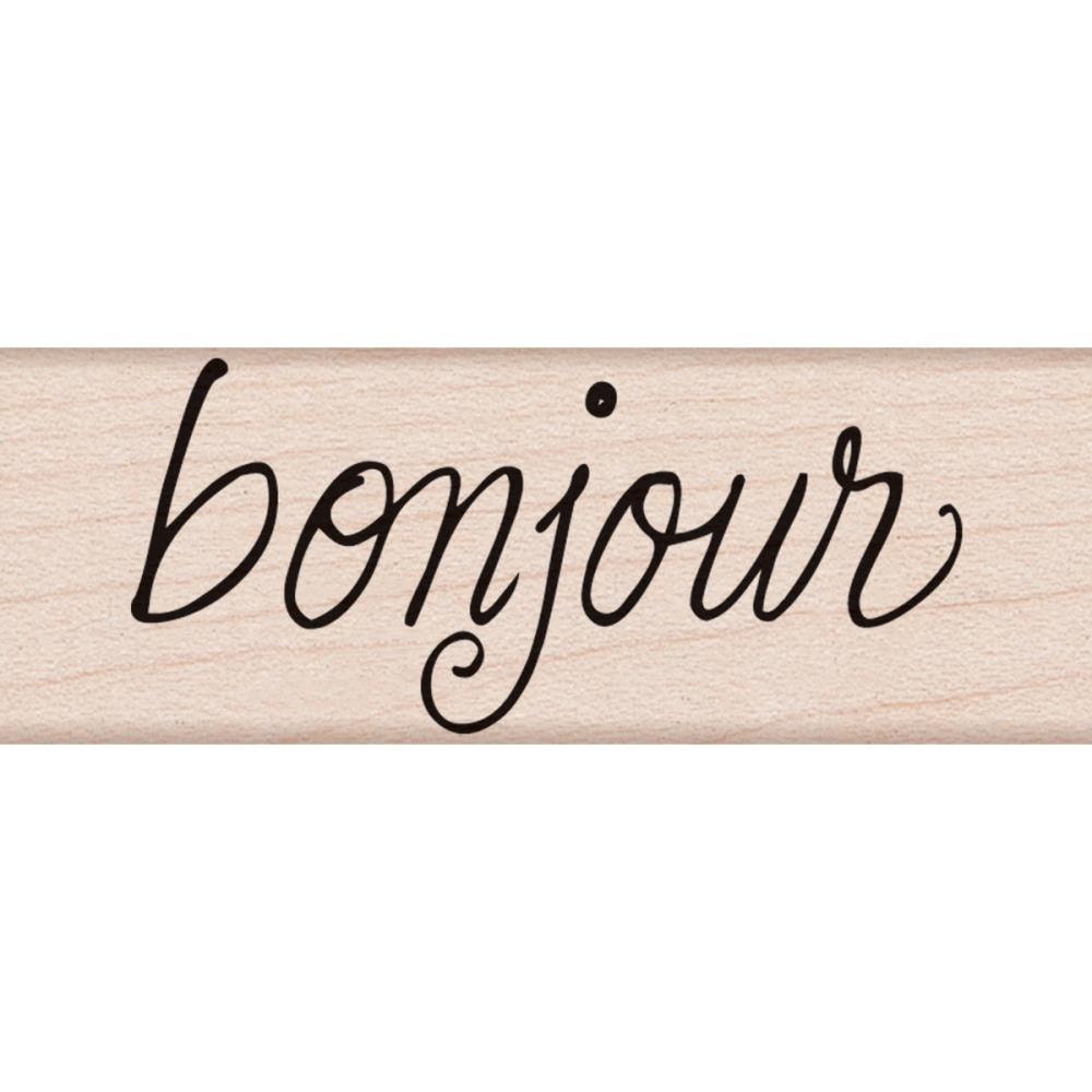 Sello de goma con mensaje Bonjour