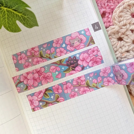 A washi tape inspired by cherry blossoms! Each roll of washi tape is 15mm (approximately 0.59 inches) wide and 10 meters (approximately 10.9 yards) long.

Washi tapes have a small labeling sticker with branding and design, but without extra packaging.