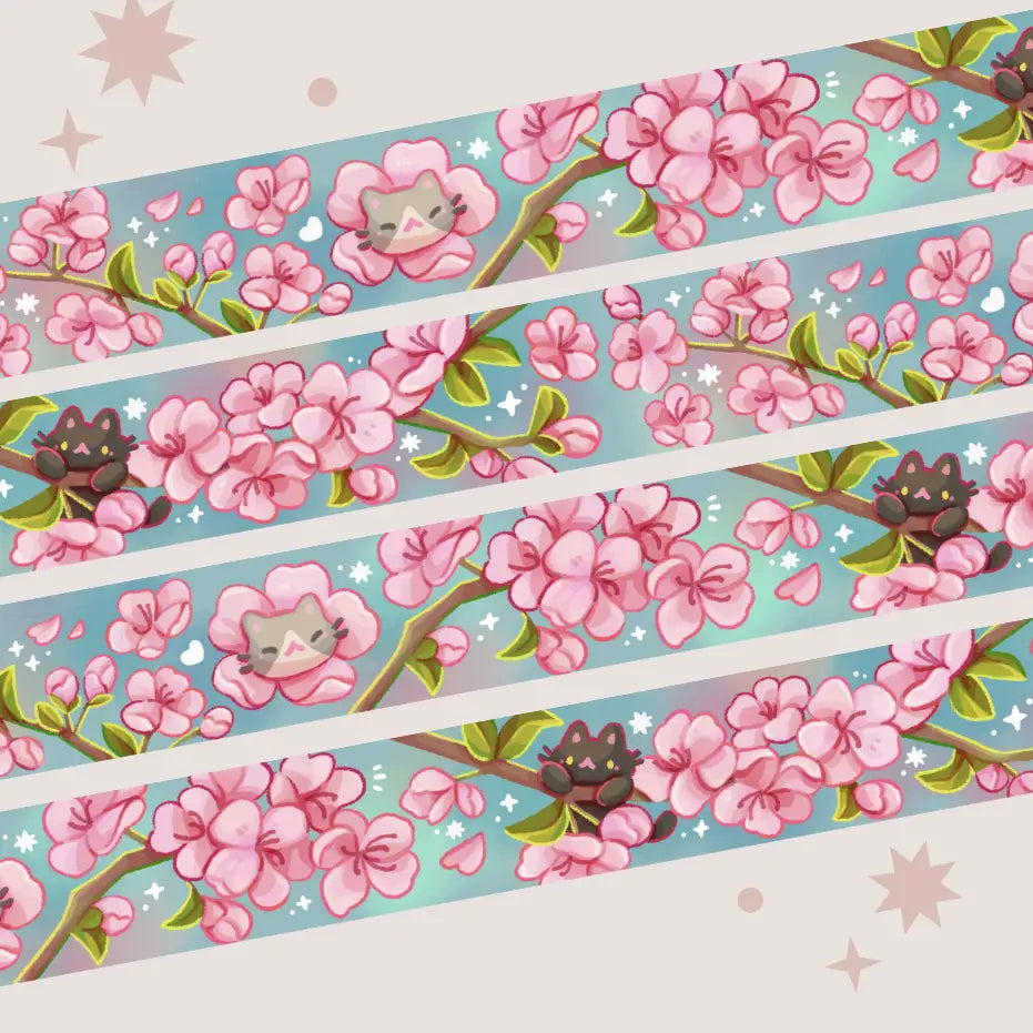 A washi tape inspired by cherry blossoms! Each roll of washi tape is 15mm (approximately 0.59 inches) wide and 10 meters (approximately 10.9 yards) long.

Washi tapes have a small labeling sticker with branding and design, but without extra packaging.