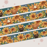 A washi tape inspired by sunflowers! Each roll of washi tape is 15mm (approximately 0.59 inches) wide and 10 meters (approximately 10.9 yards) long.

Washi tapes have a small labeling sticker with branding and design, but without extra packaging.