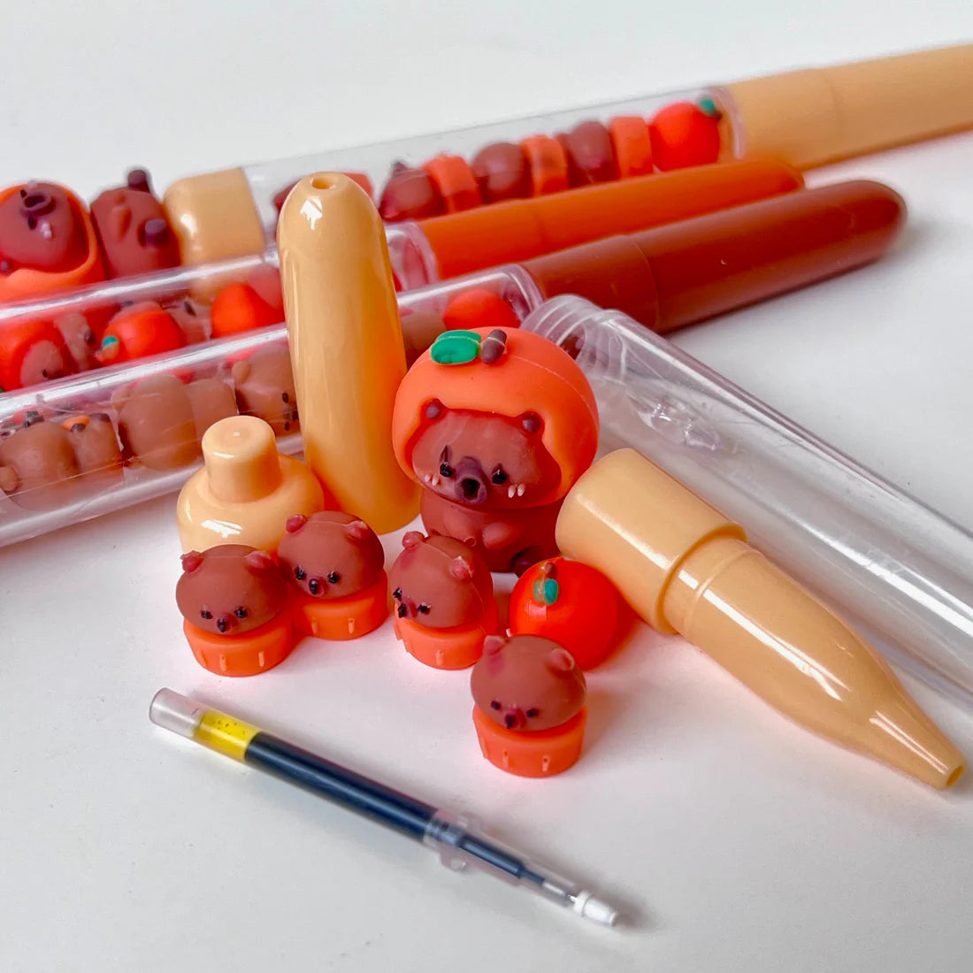 These cute capybara gel pens are perfect for planning, for work, home, desk or for school. They will be a beautiful addition to your pen collection!


• 0.5mm Gel Ink
• Black Ink
• Writes very smoothly
• Measures approx. 6" - 7"
• Includes 1 pen, we will send one random color/design
