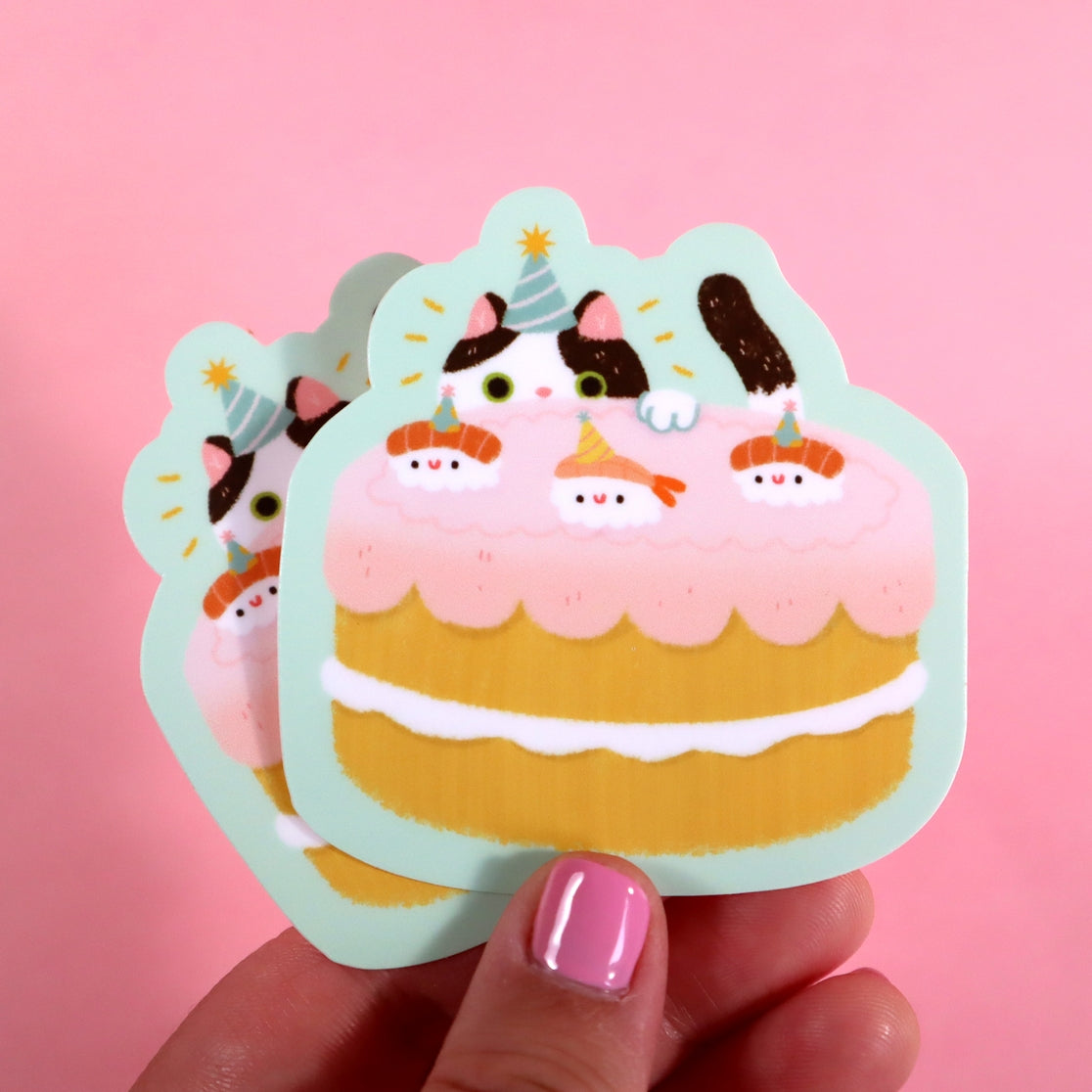 Pegatina de cumpleaños de gato