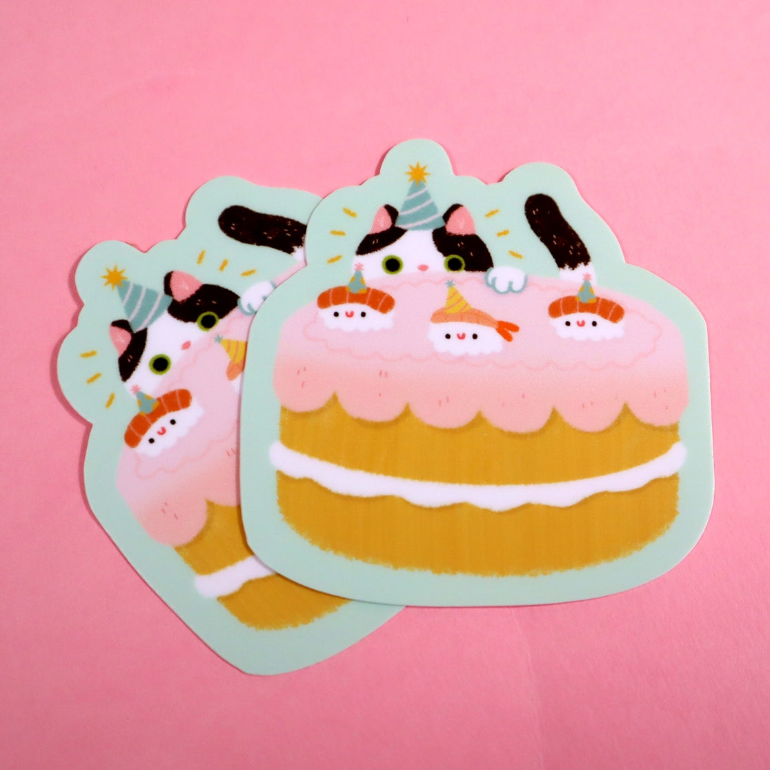 Pegatina de cumpleaños de gato